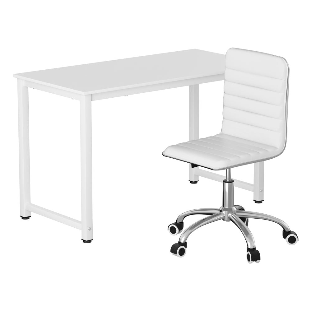 Artiss Computer Desk 120cm Executive Office Chairs Set PU Leather Low Back White-Furniture > Office > Office & Desk Chairs-PEROZ Accessories