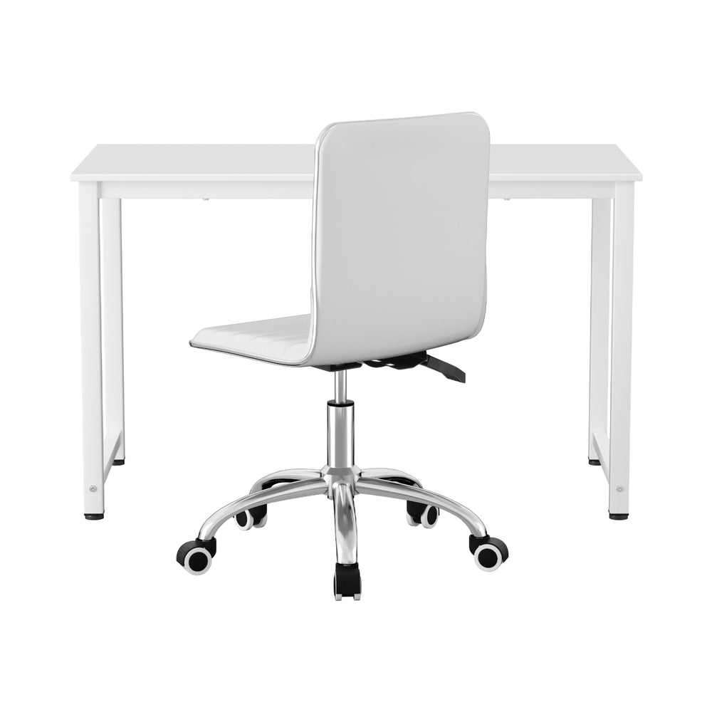 Artiss Computer Desk 120cm Executive Office Chairs Set PU Leather Low Back White-Furniture > Office > Office & Desk Chairs-PEROZ Accessories