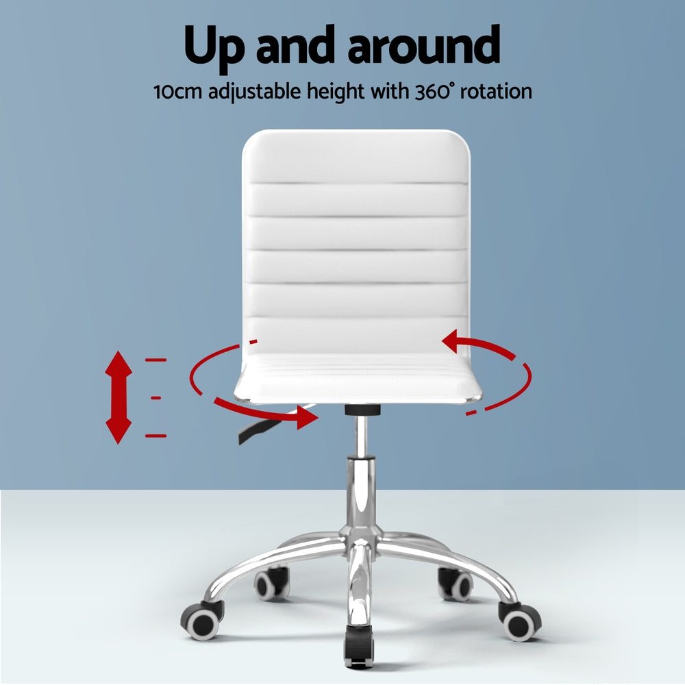 Artiss Computer Desk 120cm Executive Office Chairs Set PU Leather Low Back White-Furniture > Office > Office & Desk Chairs-PEROZ Accessories