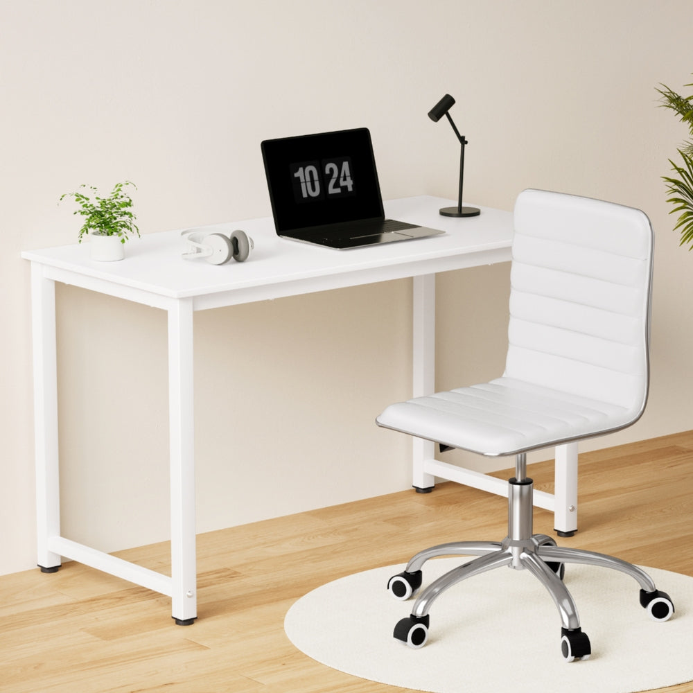 Artiss Computer Desk 120cm Executive Office Chairs Set PU Leather Low Back White-Furniture > Office > Office & Desk Chairs-PEROZ Accessories