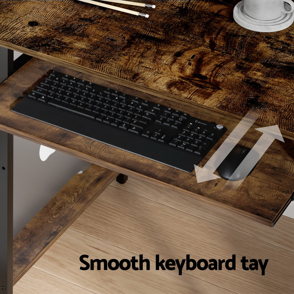 Artiss Computer Desk Laptop Desks Home Office Study Table Open Shelf Brown 120CM-Electronics > Computer Accessories > Laptop Stands-PEROZ Accessories