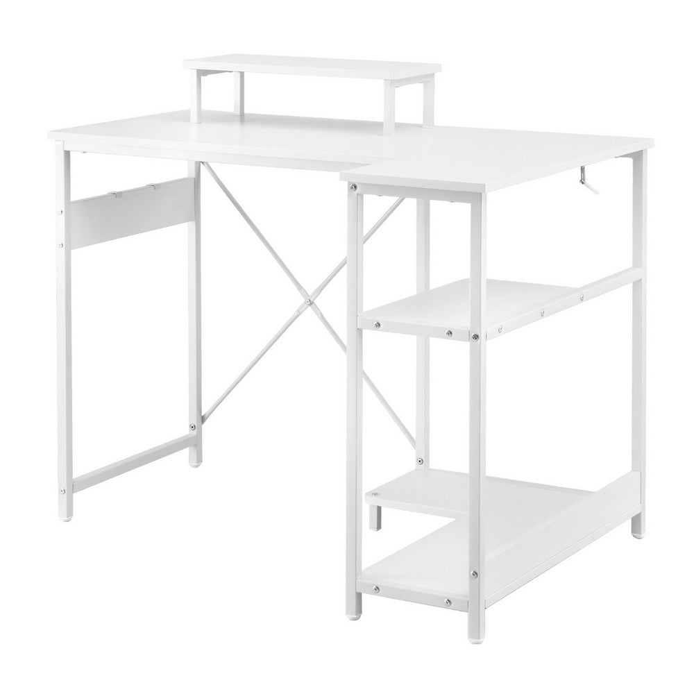 Artiss Computer Desk L-Shape Home Office Study Table Open Shelves White 100CM-Furniture > Office > Desks-PEROZ Accessories