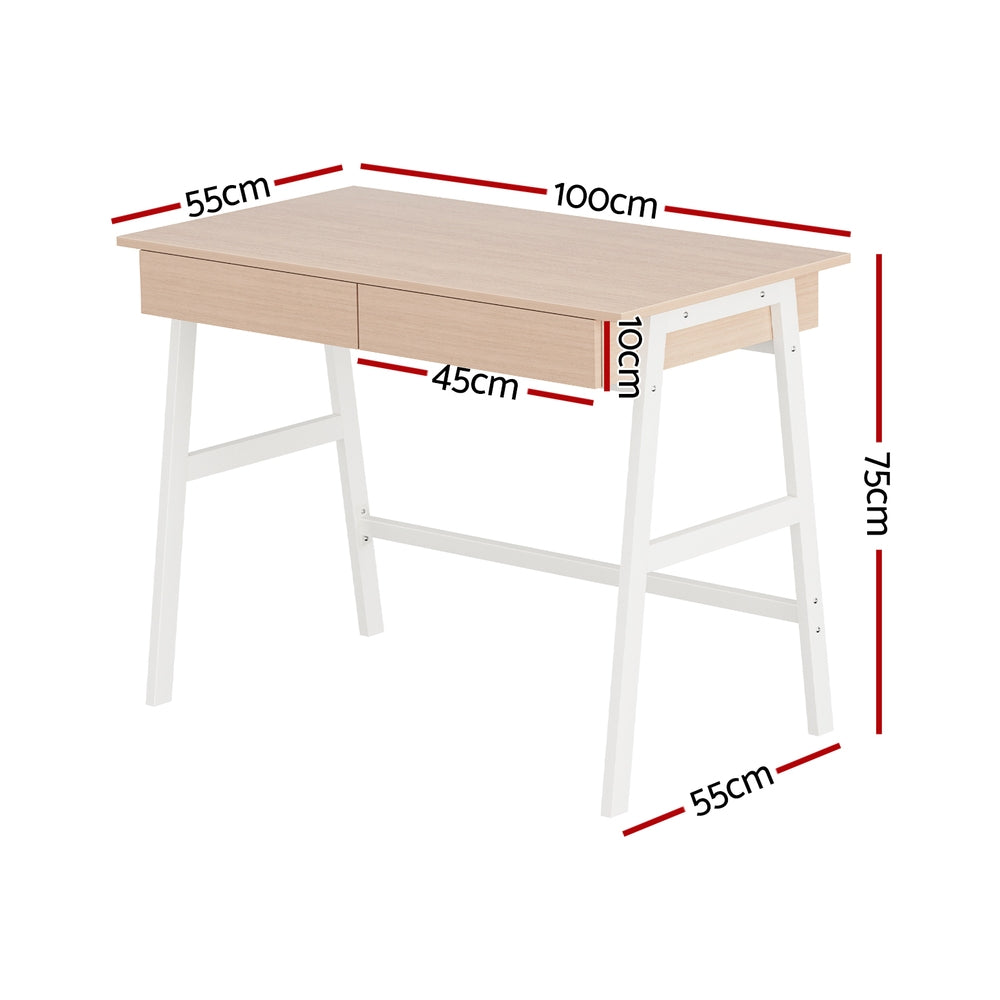 Artiss Computer Desk Drawer Cabinet Oak 100CM-Furniture > Office-PEROZ Accessories