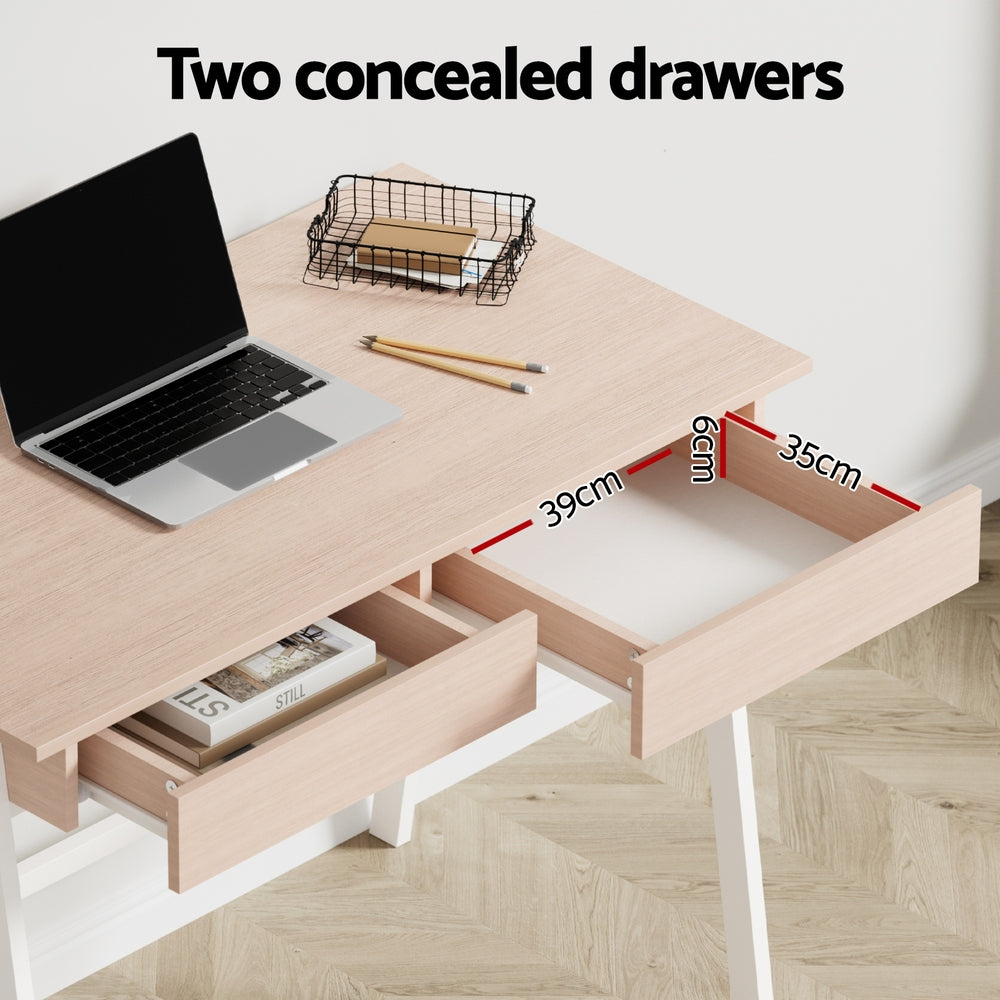Artiss Computer Desk Drawer Cabinet Oak 100CM-Furniture > Office-PEROZ Accessories
