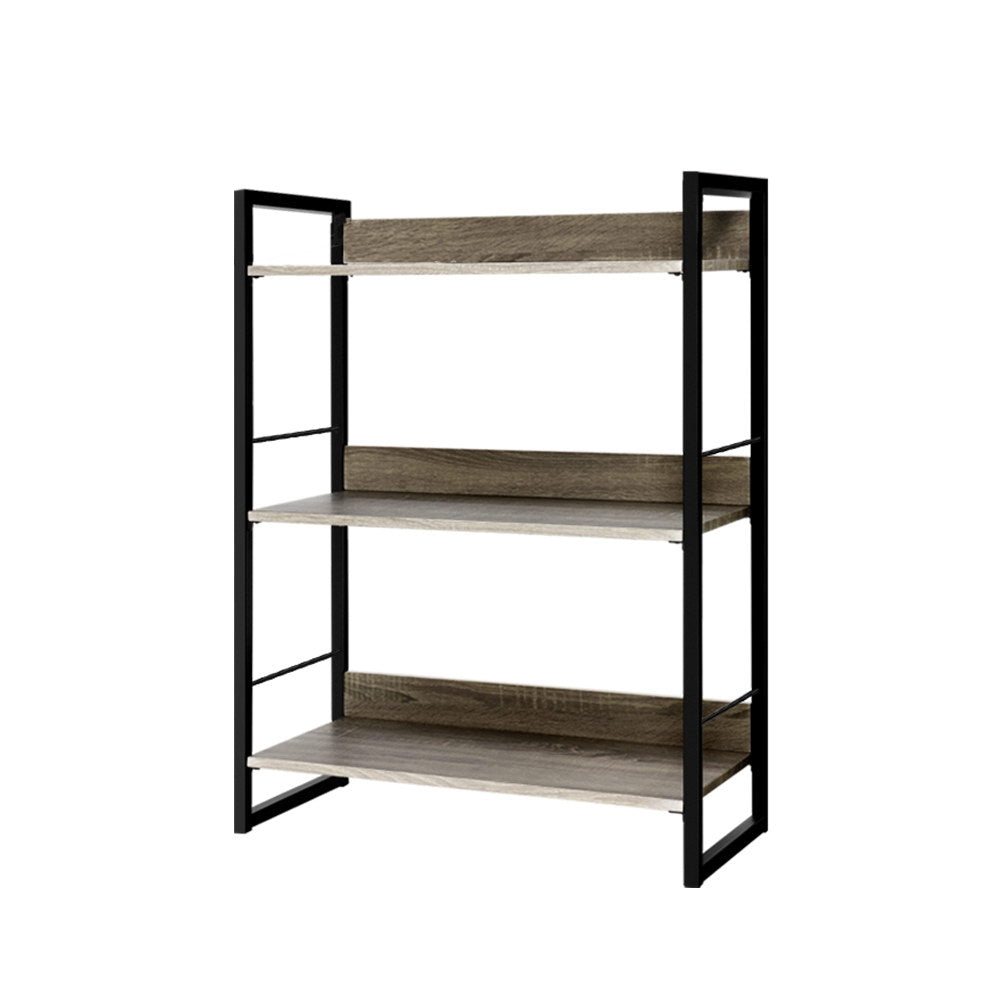 Artiss Bookshelf 3 Tiers - NOE Black and Oak-Bookcases & Shelves-PEROZ Accessories