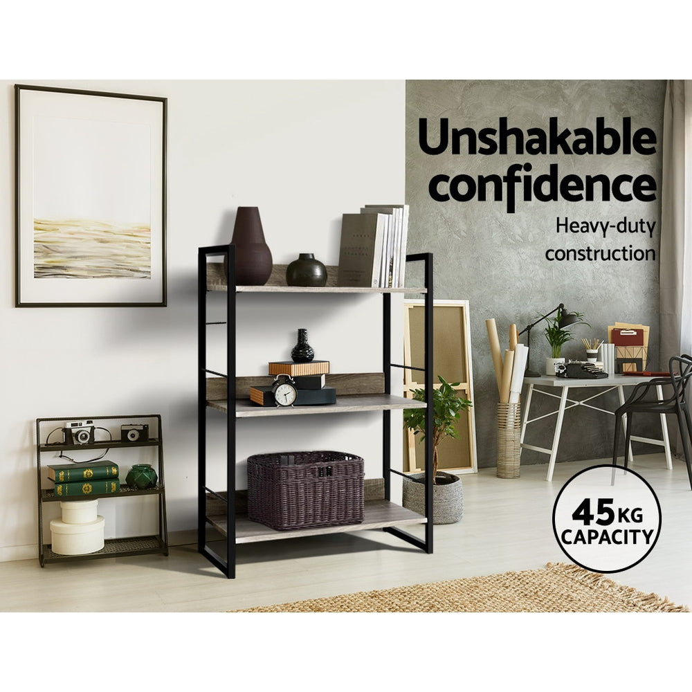 Artiss Bookshelf 3 Tiers - NOE Black and Oak-Bookcases & Shelves-PEROZ Accessories