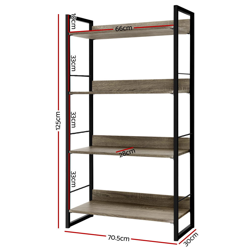 Artiss Bookshelf 4 Tiers - NOE Black and Oak-Furniture > Office-PEROZ Accessories