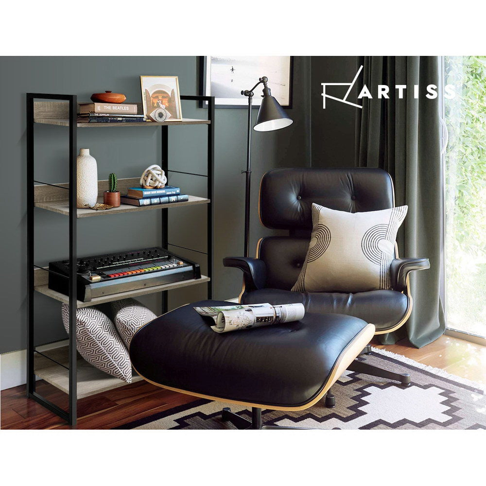 Artiss Bookshelf 4 Tiers - NOE Black and Oak-Furniture > Office-PEROZ Accessories
