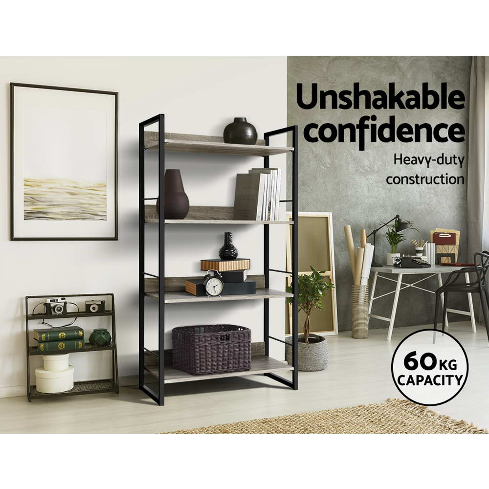 Artiss Bookshelf 4 Tiers - NOE Black and Oak-Furniture > Office-PEROZ Accessories