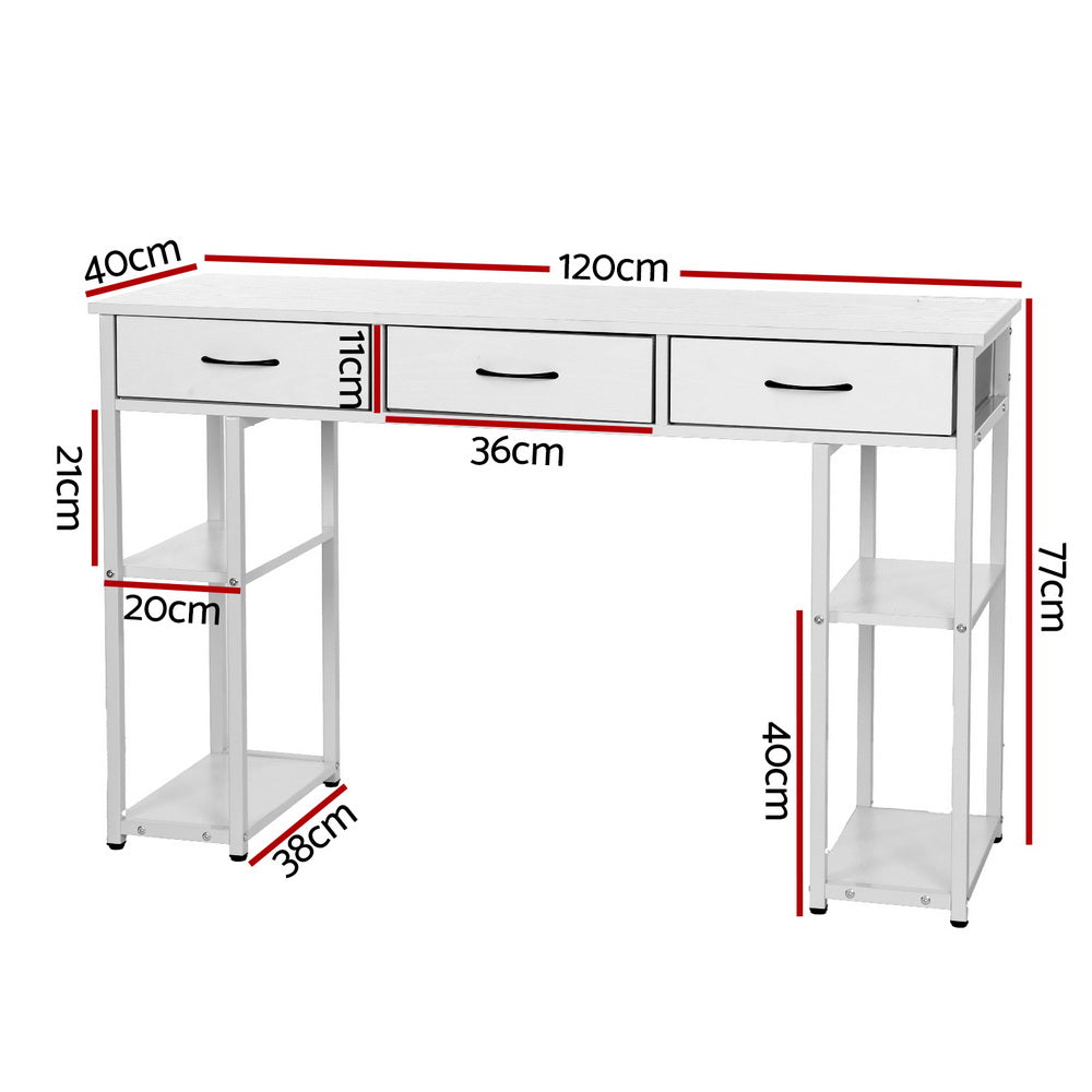 Artiss Computer Desk Drawer Shelves Study Table 120CM White-Furniture > Office-PEROZ Accessories