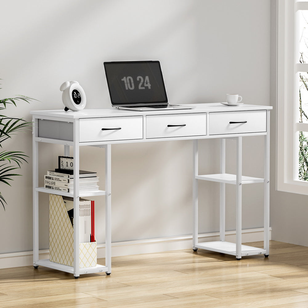 Artiss Computer Desk Drawer Shelves Study Table 120CM White-Furniture > Office-PEROZ Accessories