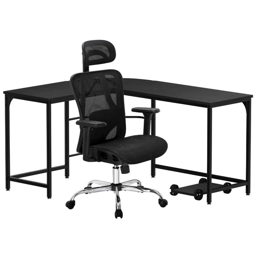 Artiss Computer Desk L-Shape Corner Desks Ergonomic Office Chair Mesh Chairs-Furniture > Office > Desks-PEROZ Accessories