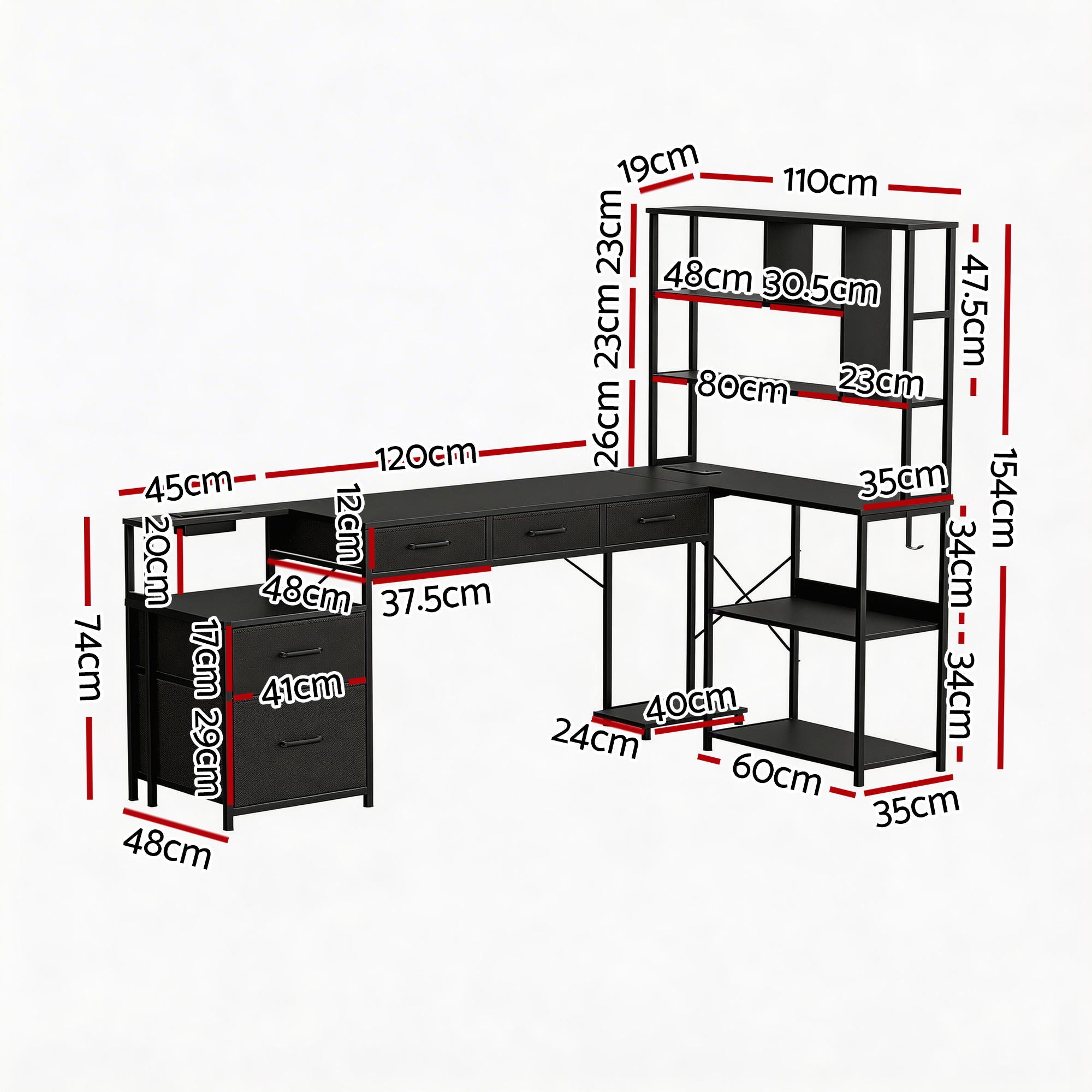 Artiss 200cm L Shaped Gaming Desk Computer Desk with LED Lights & Power Outlets-Furniture > Office > Desks-PEROZ Accessories