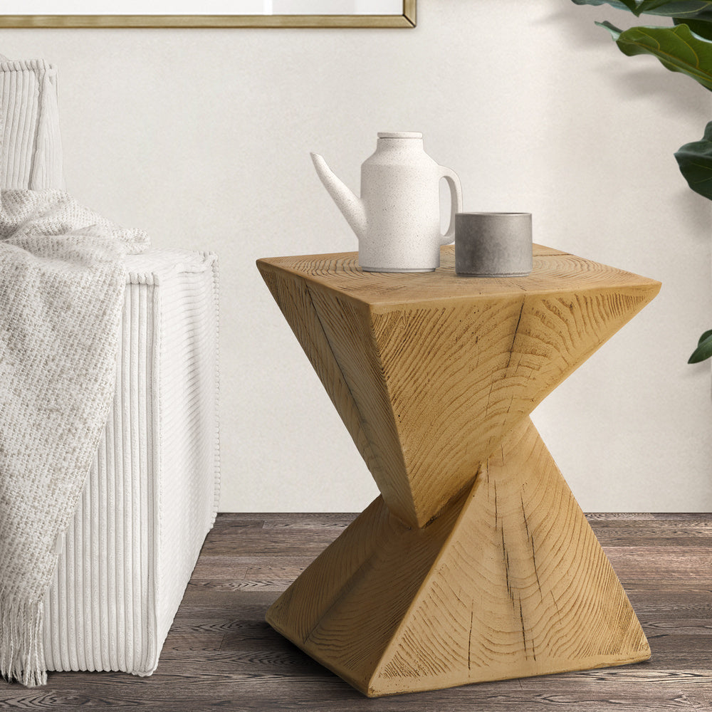 Oikiture Side Table Terrazzo Concrete Wooden-BedSide Tabless-PEROZ Accessories