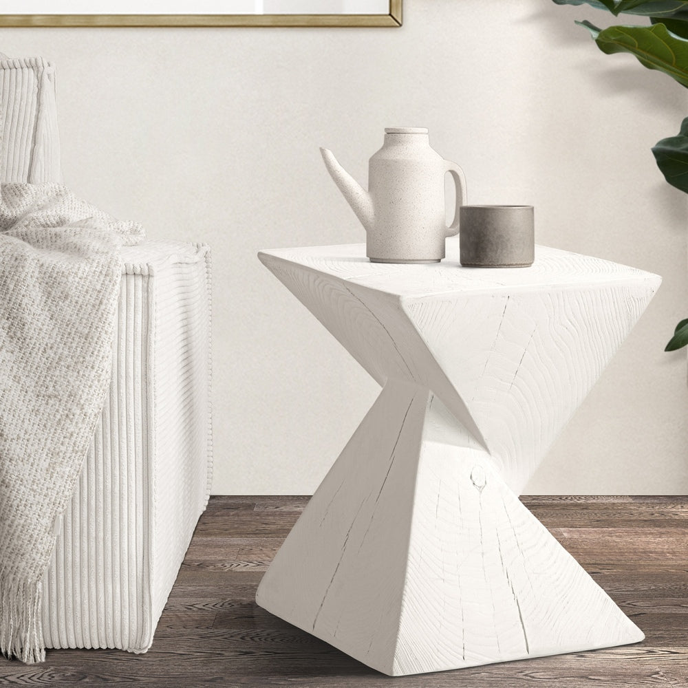 Oikiture Side Table Terrazzo Concrete White-BedSide Tabless-PEROZ Accessories