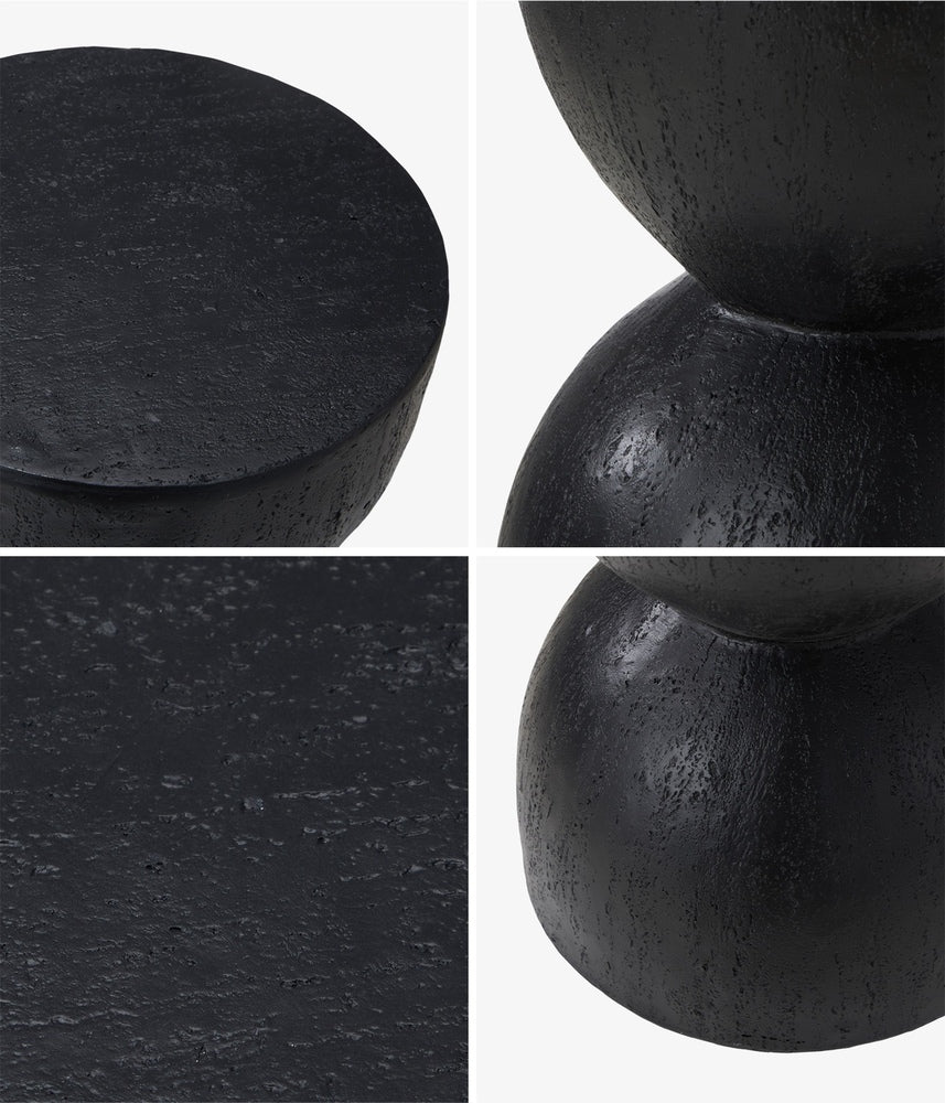 Oikiture Side Table Concrete Outdoor Indoor Black-BedSide Tabless-PEROZ Accessories