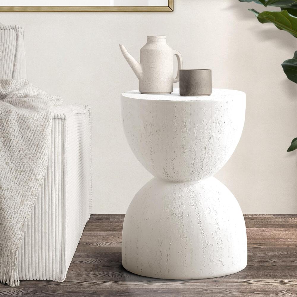 Oikiture End Table Terrazzo Hourglass Coffee Table Side Table Stool Stand-BedSide Tabless-PEROZ Accessories