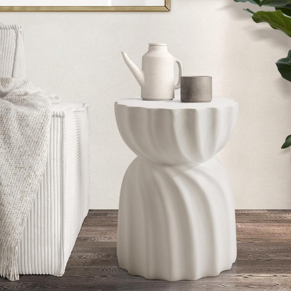 Oikiture End Table Coffee Side Table Terrazzo Hourglass Concrete Stool Stand-BedSide Tabless-PEROZ Accessories