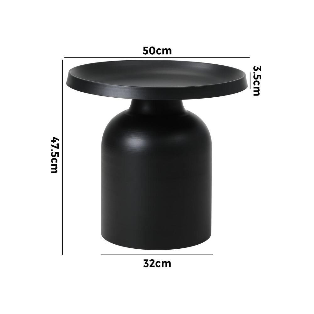 Oikiture Coffee Table Round End Table Side Table Black-Side Tables-PEROZ Accessories
