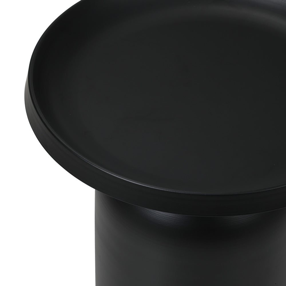 Oikiture Coffee Table Round End Table Side Table Black-Side Tables-PEROZ Accessories