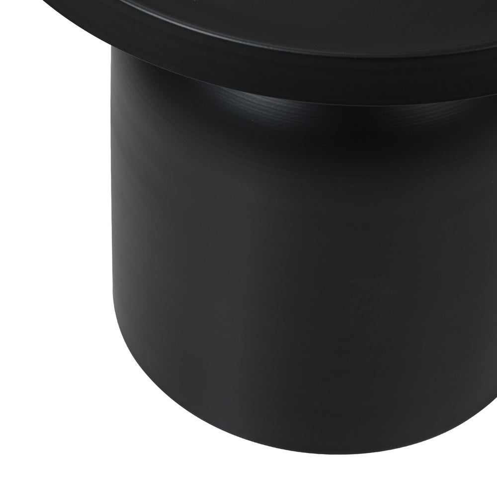 Oikiture Coffee Table Round End Table Side Table Black-Side Tables-PEROZ Accessories
