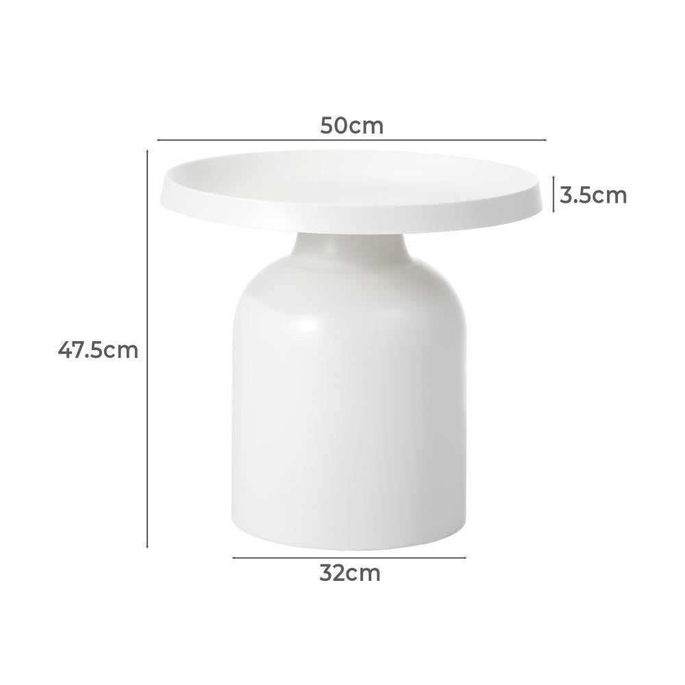 Oikiture Coffee Table Round End Table Side Table White-Side Tables-PEROZ Accessories