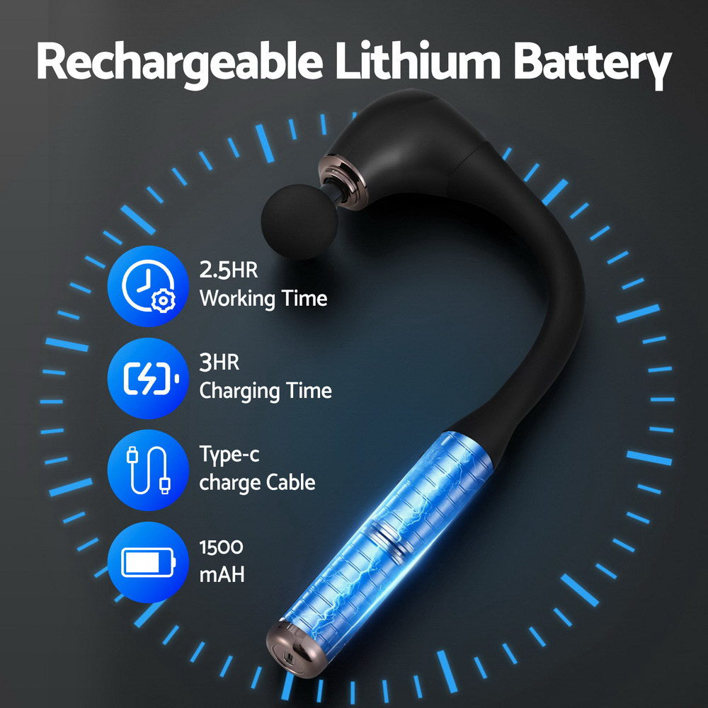 Everfit Massage Gun U-shaped Extended Handle Percussion Massager 4 Heads-Health & Beauty > Massage & Relaxation > Massagers-PEROZ Accessories