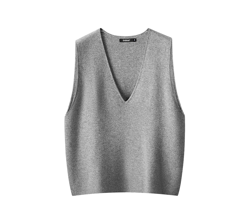 EVERAU 100% Wool V-Neck Sweater Wooly Vest