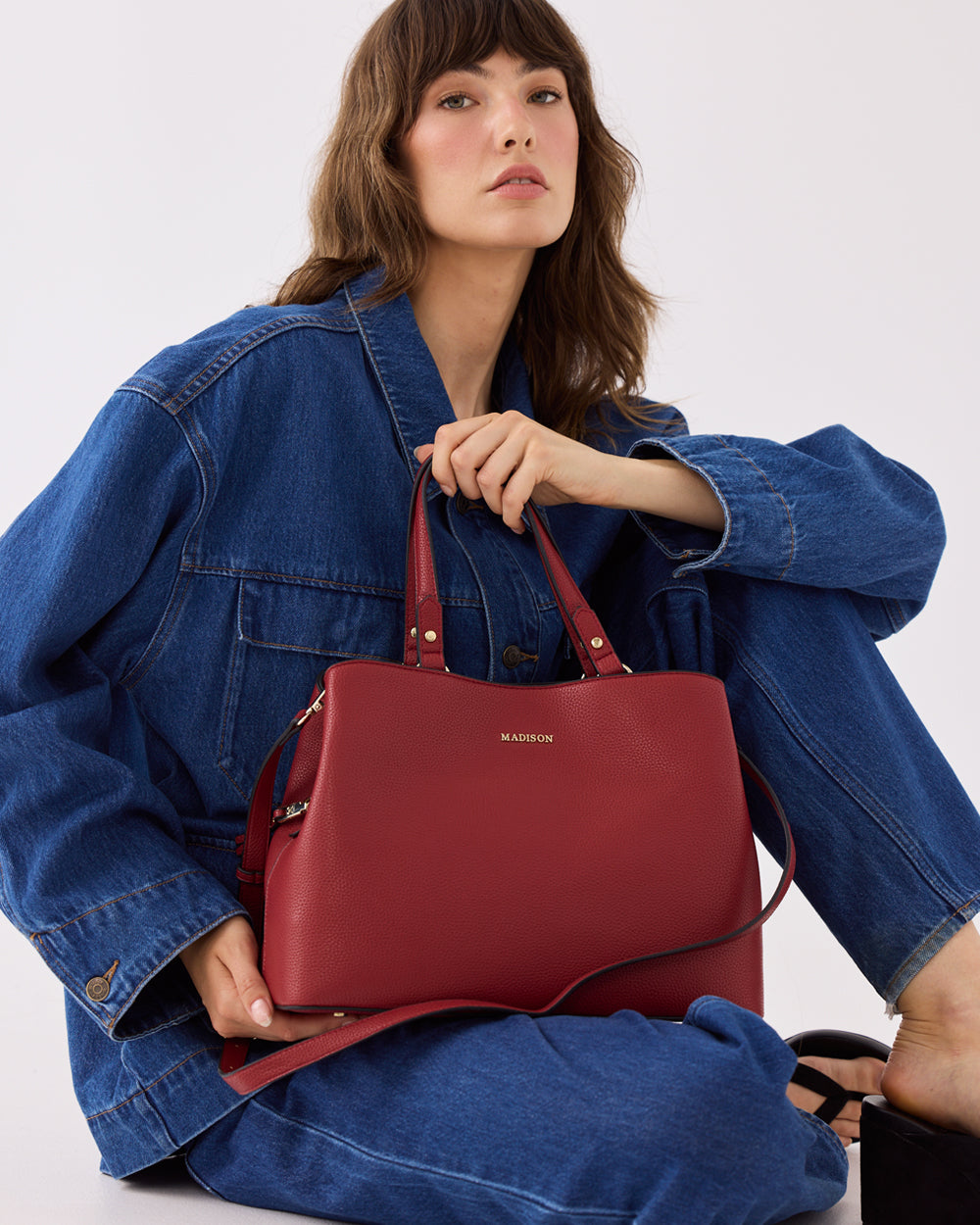 Katherine Medium Satchel With 3 Compartments & Crossbody Strap-PEROZ Accessories