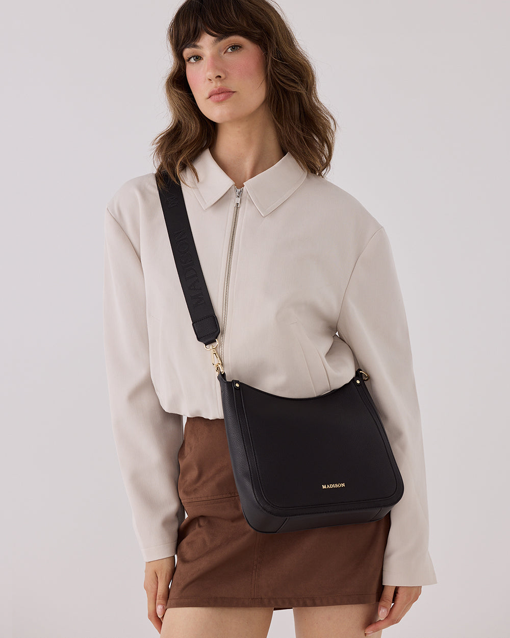 Tina Medium Zip Top Convertible Sling Bag With Matching & Webbing Crossbody Straps-Handbags-PEROZ Accessories