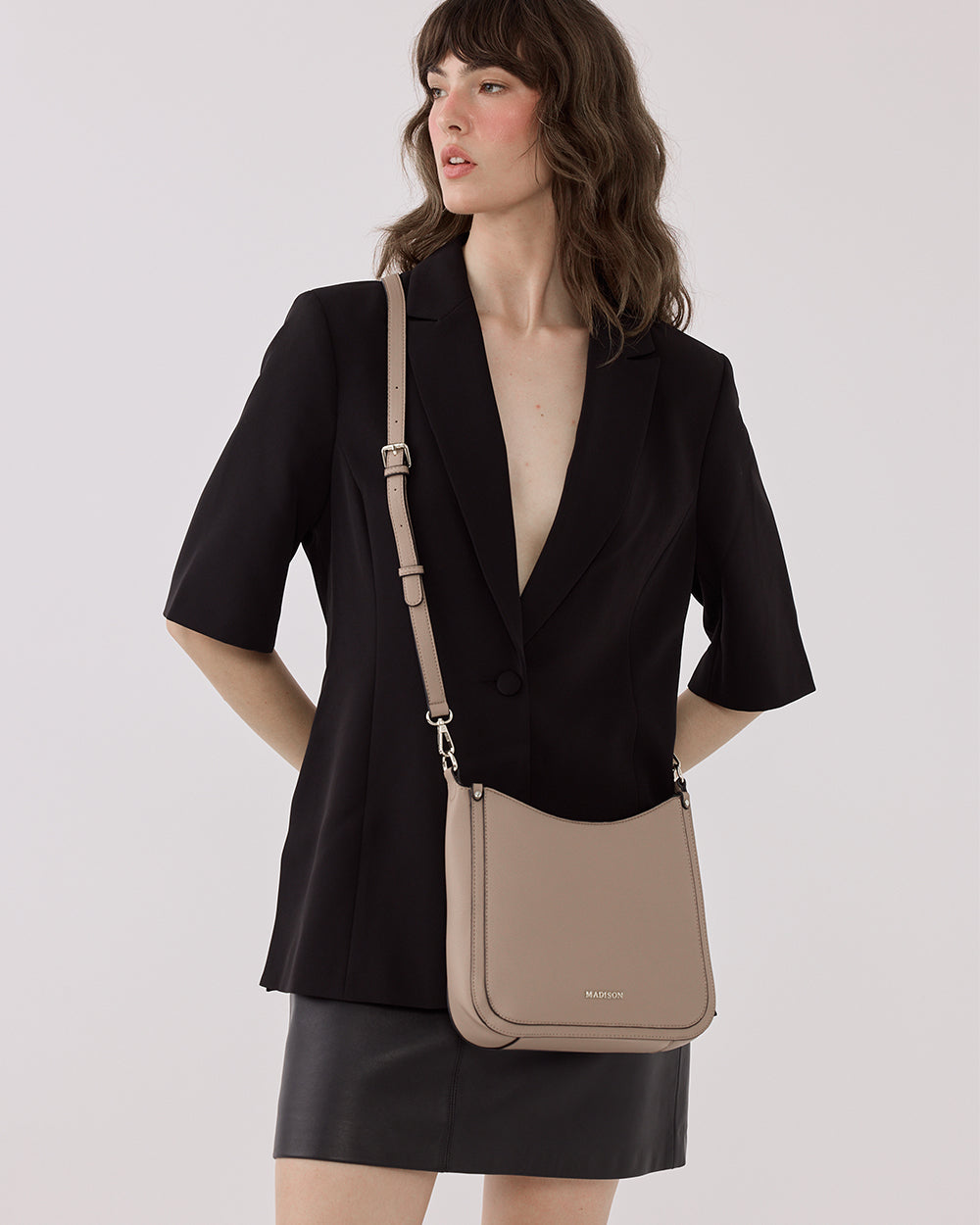 Tina Medium Zip Top Convertible Sling Bag With Matching & Webbing Crossbody Straps-Handbags-PEROZ Accessories