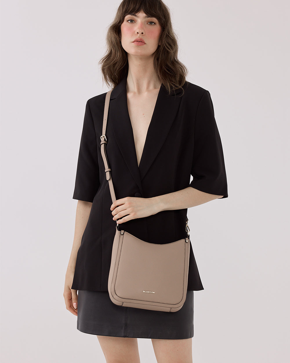 Tina Medium Zip Top Convertible Sling Bag With Matching & Webbing Crossbody Straps-Handbags-PEROZ Accessories