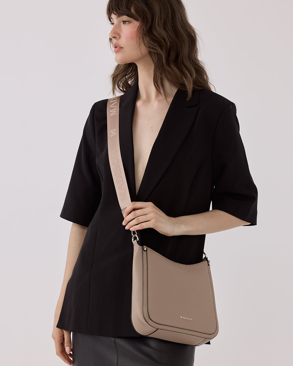 Tina Medium Zip Top Convertible Sling Bag With Matching & Webbing Crossbody Straps-Handbags-PEROZ Accessories