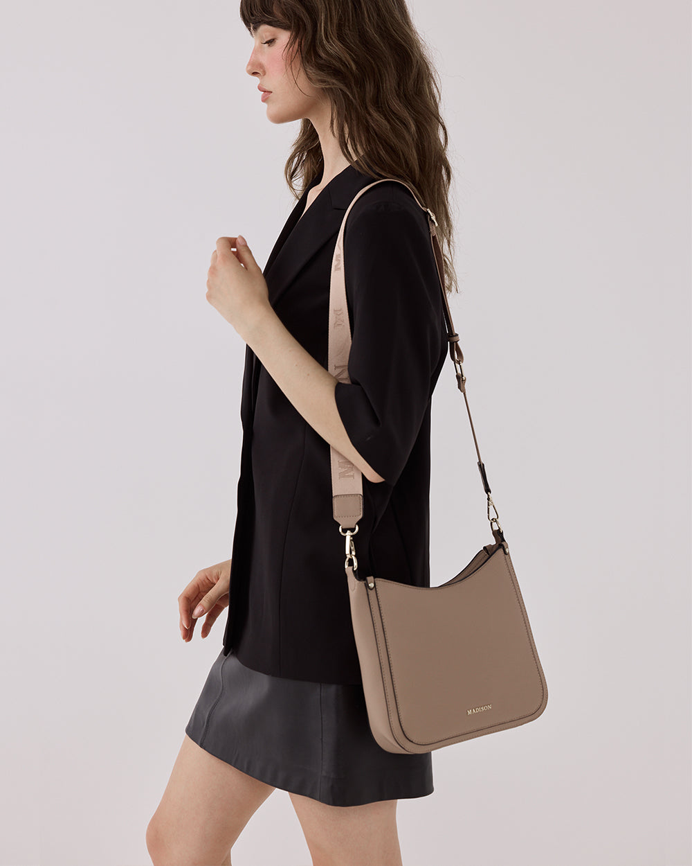 Tina Medium Zip Top Convertible Sling Bag With Matching & Webbing Crossbody Straps-Handbags-PEROZ Accessories