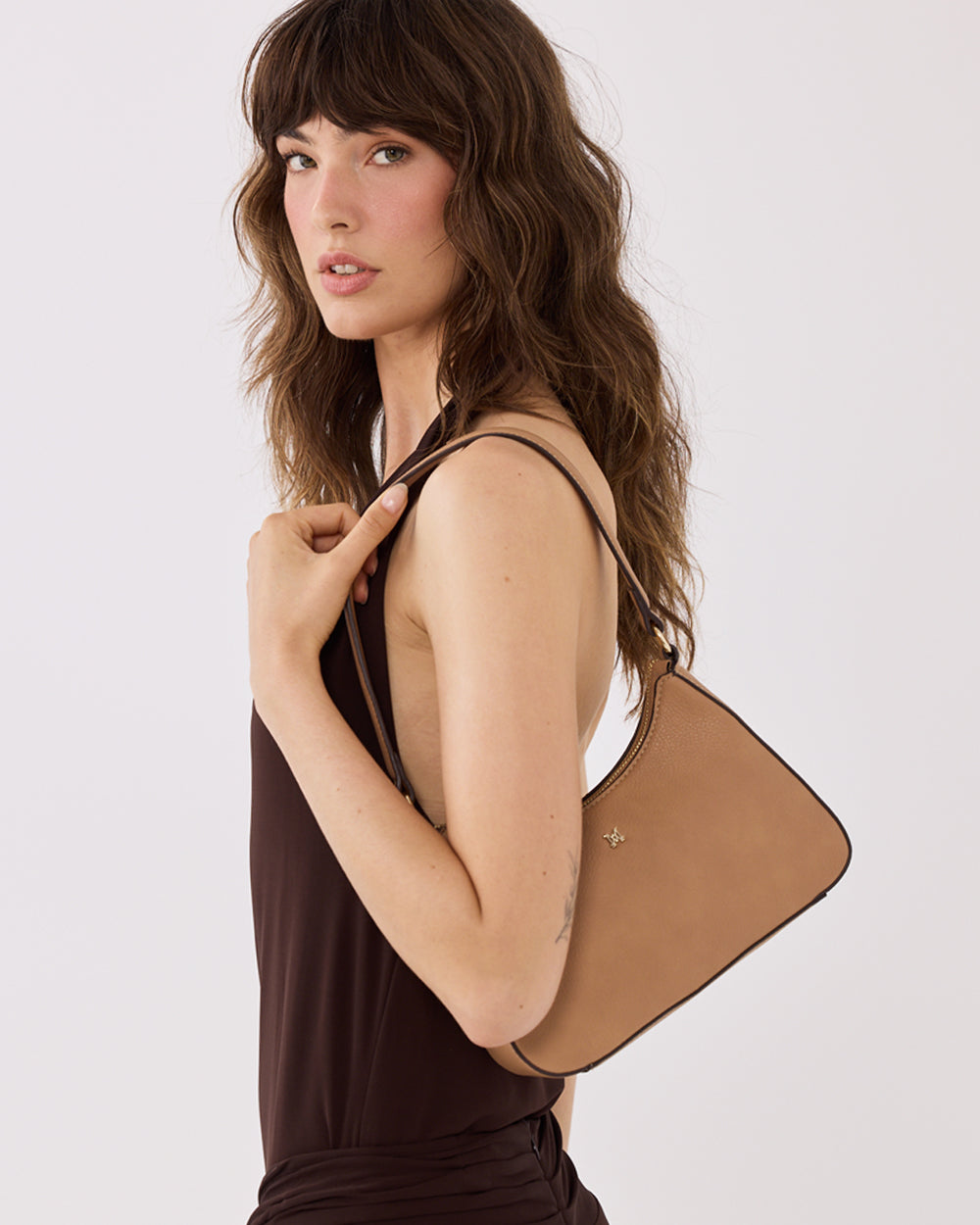 Jo Convertible Small Hobo Shoulder Bag With Monogram Crossbody Strap-Handbags-PEROZ Accessories
