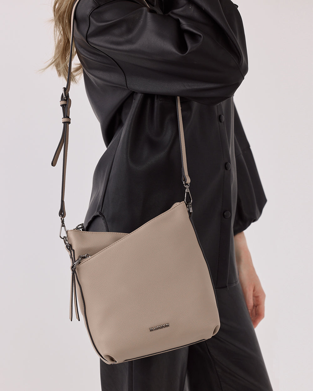 Maya Medium Double Zip Sling Crossbody Bag-Handbags-PEROZ Accessories