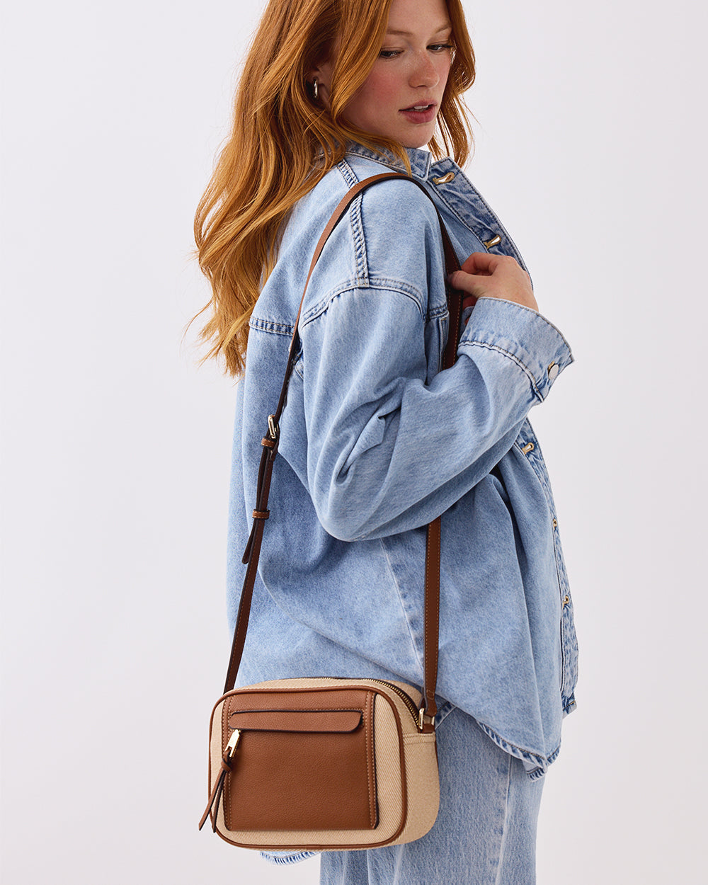Roxanne Small Camera Crossbody Bag With Front Zip Pocket-Handbags-PEROZ Accessories
