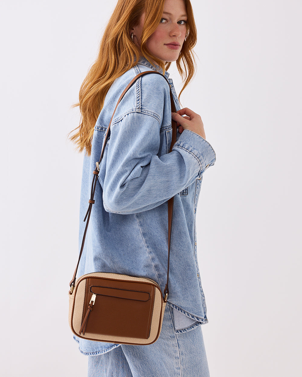 Roxanne Small Camera Crossbody Bag With Front Zip Pocket-Handbags-PEROZ Accessories
