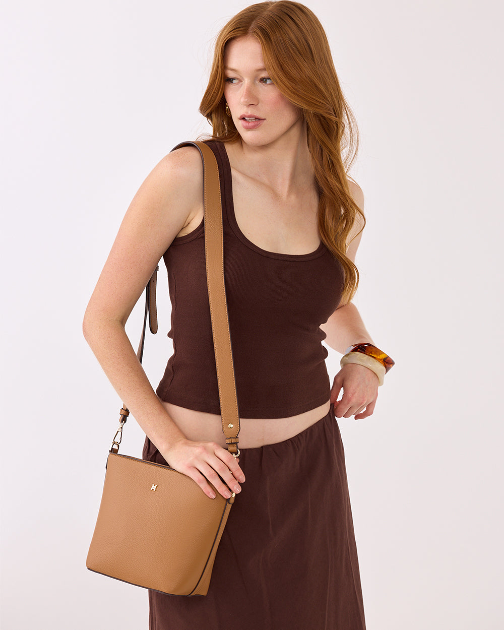 Remi Zip Top Bucket Crossbody Bag-Handbags-PEROZ Accessories