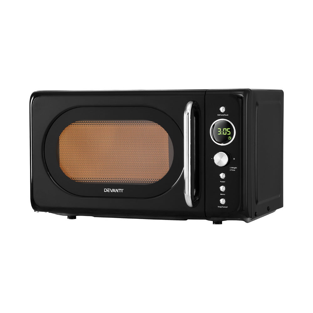 Devanti 20L Microwave Oven 700W Black-Appliances > Kitchen Appliances > Microwave Ovens-PEROZ Accessories