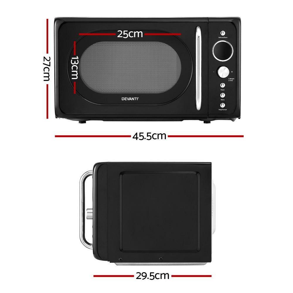 Devanti 20L Microwave Oven 700W Black-Appliances > Kitchen Appliances > Microwave Ovens-PEROZ Accessories