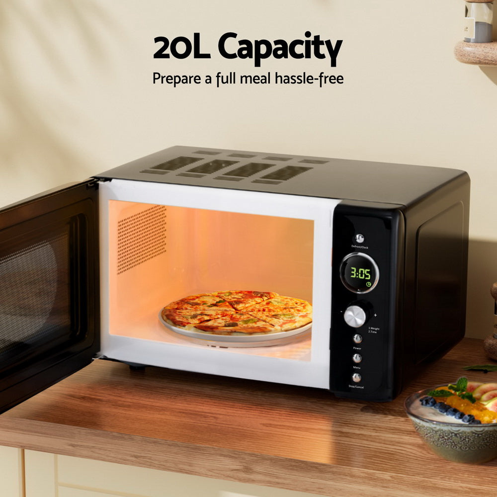 Devanti 20L Microwave Oven 700W Black-Appliances > Kitchen Appliances > Microwave Ovens-PEROZ Accessories