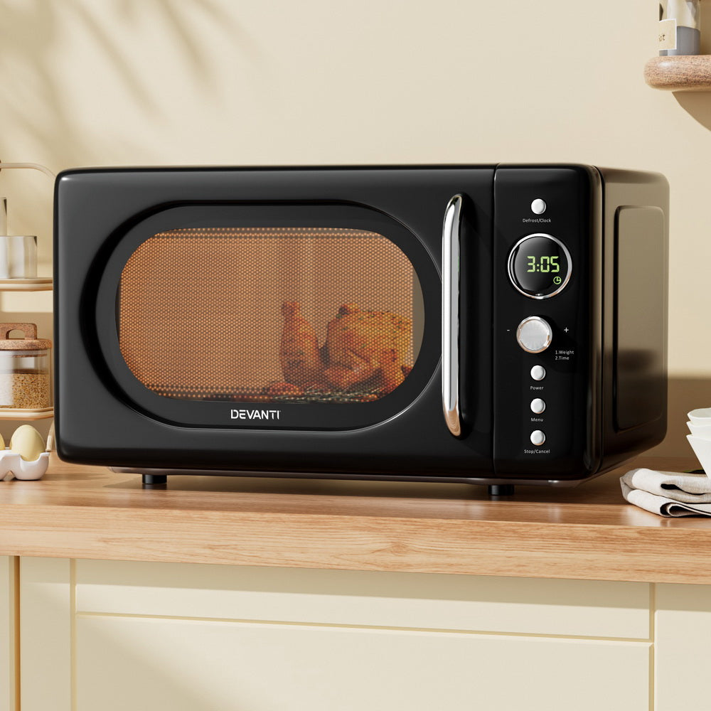 Devanti 20L Microwave Oven 700W Black-Appliances > Kitchen Appliances > Microwave Ovens-PEROZ Accessories