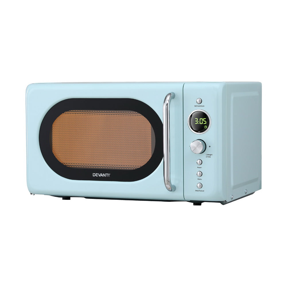 Devanti 20L Microwave Oven 800W Blue-Appliances > Kitchen Appliances > Microwave Ovens-PEROZ Accessories