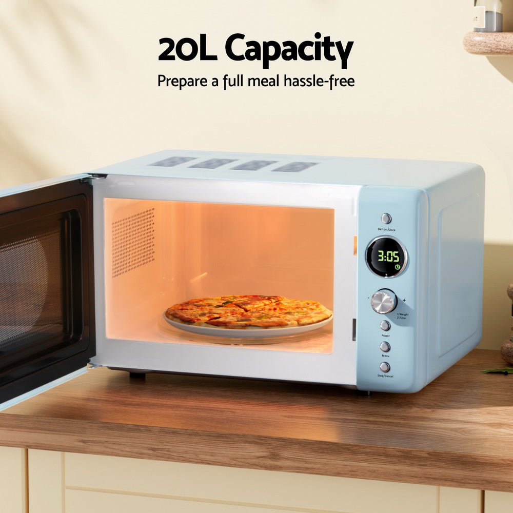 Devanti 20L Microwave Oven 800W Blue-Appliances > Kitchen Appliances > Microwave Ovens-PEROZ Accessories