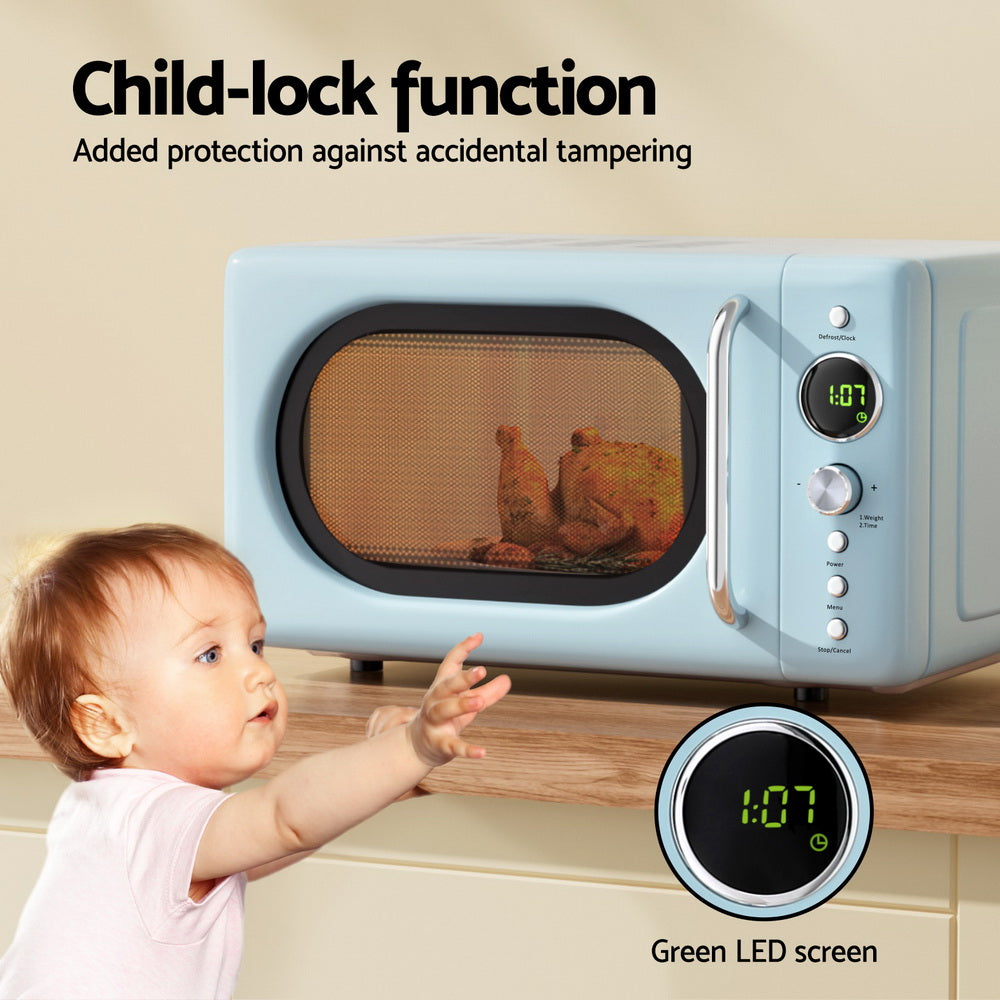 Devanti 20L Microwave Oven 800W Blue-Appliances > Kitchen Appliances > Microwave Ovens-PEROZ Accessories