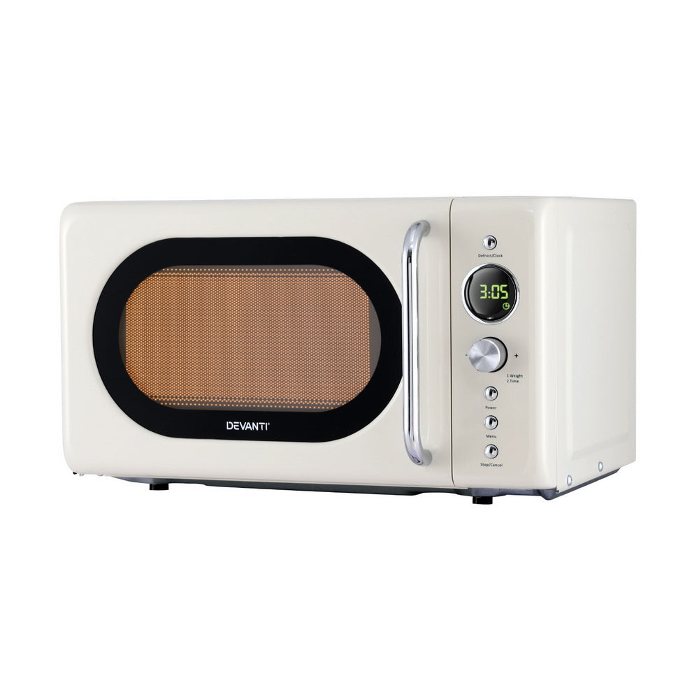 Devanti 20L Microwave Oven 700W Cream-Appliances > Kitchen Appliances > Microwave Ovens-PEROZ Accessories