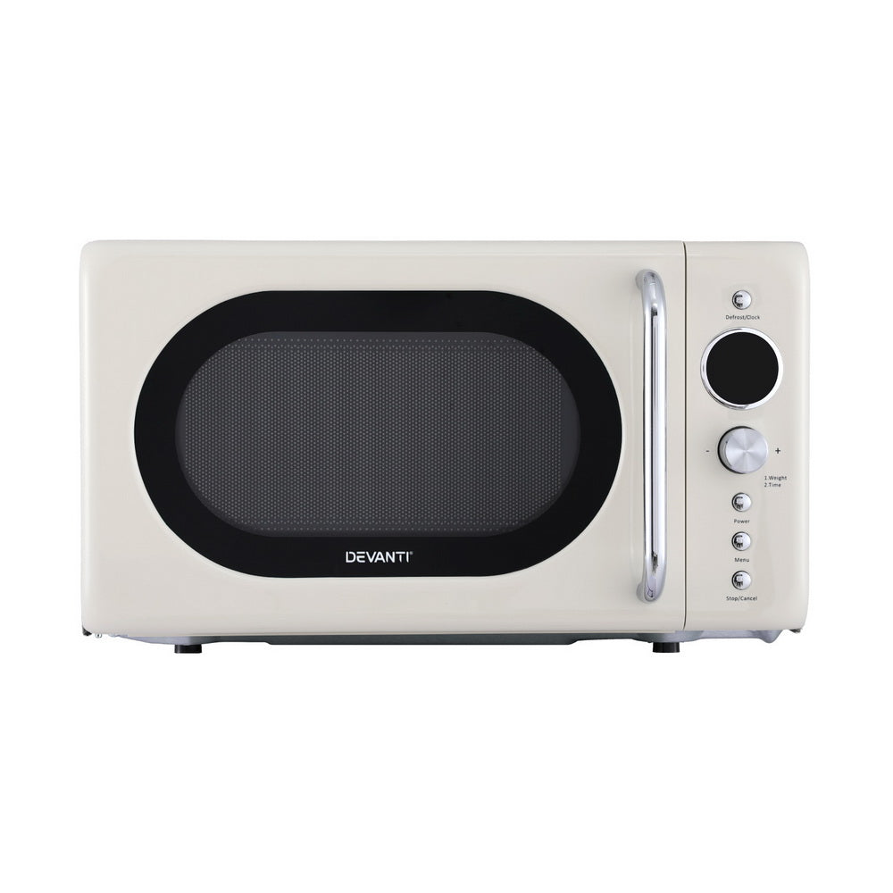 Devanti 20L Microwave Oven 700W Cream-Appliances > Kitchen Appliances > Microwave Ovens-PEROZ Accessories