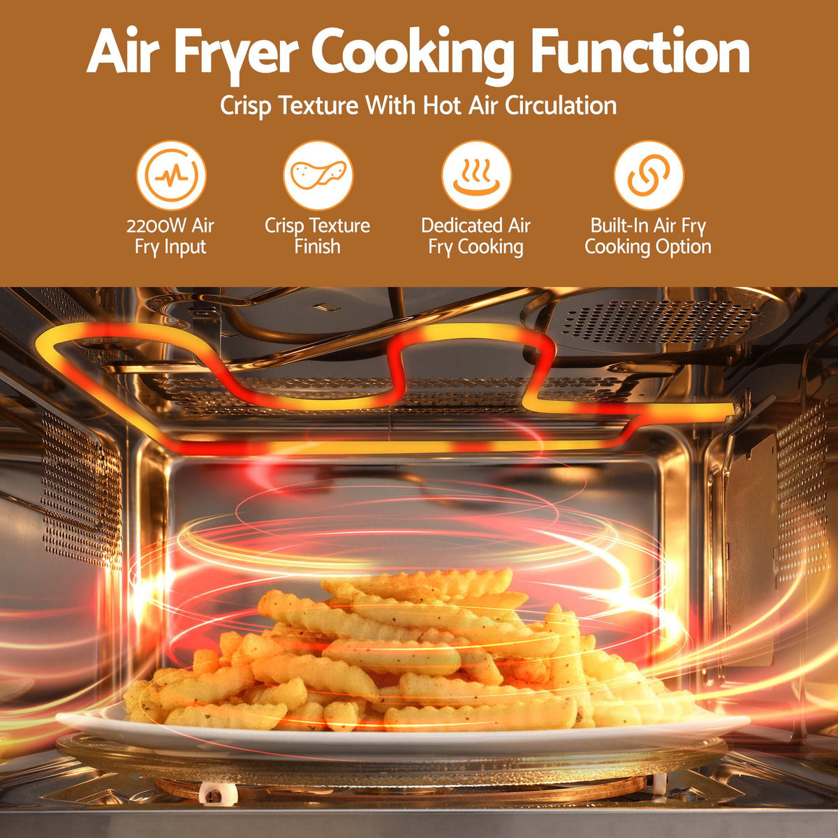 Devanti Built In Microwave Oven 30L Grill Air Fry Convection Silver-Appliances > Kitchen Appliances > Microwave Ovens-PEROZ Accessories