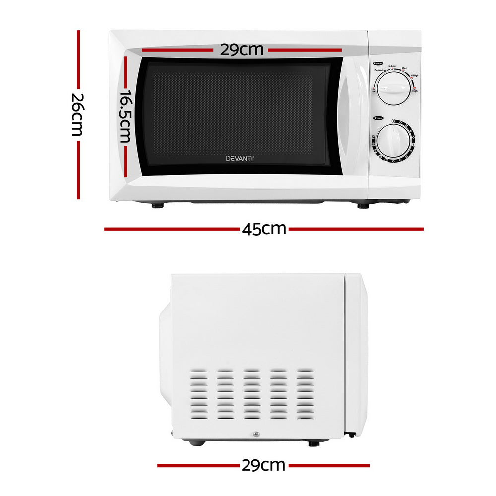 Devanti 20L Microwave Oven 800W White-Appliances > Kitchen Appliances > Microwave Ovens-PEROZ Accessories